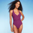 Фото #1 товара Women's Ribbed Plunge Twist-Front One Piece Swimsuit - Shade & Shore