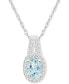 Opal (1/4 ct. t.w.) & Diamond (1/8 ct. t.w.) Halo 18" Pendant Necklace in Sterling Silver, (Also in Aquamarine)