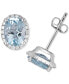 ფოტო #1 პროდუქტის Aquamarine (1-1/3 ct. t.w.) & Diamond (1/6 ct. t.w.) Oval Halo Stud Earrings in 14k White Gold