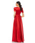 Women's Ieena V Neck Cap Puff Sleeve Satin Gown