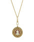 ფოტო #1 პროდუქტის Women's 14K Gold-tone Carnelian Cameo Round Filigree Locket Necklace