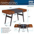 Writing Desk - Dual Side & Pull-Out Front Drawer - Coated Steel Frame - Mahogany