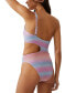 Фото #2 товара Women's Glitter Ombre Cutout One-Shoulder One-Piece Swimsuit