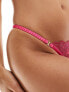 Bluebella Valentines Astra delicate floral lace tanga thong in hot pink - PINK