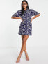 Фото #1 товара ASOS DESIGN twill mini shirt dress in abstract swirl print