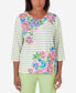 Women's Miami Beach Asymmetrical Stripe Floral Top