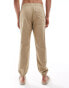 Фото #2 товара Pull&Bear linen look cuffed hem trousers in sand