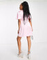 Фото #4 товара Flounce London Petite satin flutter sleeve mini dress in pink