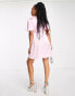 Flounce London Petite satin flutter sleeve mini dress in pink