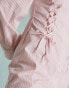 Фото #4 товара Miss Selfridge poplin lace up mini shirt dress in pink stripe