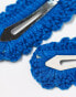 DesignB London pack of 2 crochet hair clips in blue