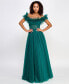 Фото #4 товара Juniors' Ruffled-Neckline Shimmering Ball Gown, Created for Macy's