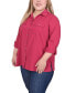 Фото #3 товара Plus Size 3/4 Roll Tab Blouse with Pockets