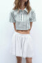 Striped poplin cropped shirt