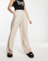 Фото #2 товара Bershka high waisted wide leg linen trousers in sand