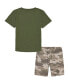 Фото #2 товара Baby Boys Dinosaur Graphic T-Shirt & Camouflage Canvas Shorts Set