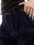 Фото #8 товара Stradivarius wide leg jean with pleat front in dark blue