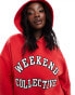 Фото #1 товара ASOS Weekend Collective Curve varsity oversized hoodie with varsity logo in red