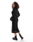 YAS high neck knitted jumper midi dress in black with contrast stitch