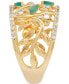 Emerald (3/8 ct. t.w.) & White Topaz (1/2 ct. t.w.) Openwork Ring in 14K Gold-Plated Sterling Silver