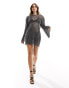 Фото #1 товара Heiress Beverly Hills premium all over diamante mesh mini dress in black