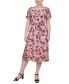 ფოტო #1 პროდუქტის Petite Short Sleeve Belted Swiss Dot Dress