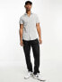 Фото #4 товара ASOS DESIGN slim fit short sleeve stripe shirt in white & black