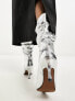 River Island slouch high leg boot in silver metallic