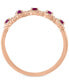 ფოტო #3 პროდუქტის Ruby (1/3 ct. t.w.) & Diamond (1/6 ct. t.w.) Five Stone Halo Ring in 14k Rose Gold