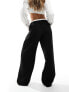 Kaiia wide leg contrast waist wide leg trousers in black and white