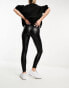 Фото #4 товара Pull&Bear faux leather leggings in black