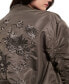 Фото #3 товара Women's Birks Embroidered-Back Oversized Bomber Jacket
