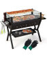 Stainless Steel Barbecue Charcoal Grills with Seasoning Racks & Storage Shelf