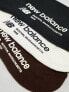 Фото #3 товара New Balance Linear logo 3 pack crew socks in black, brown and white