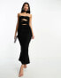 Simmi bandeau cut out maxi dress with corsage flower detail in black