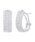 Cubic Zirconia 5 Row Hoop Earrings in Silver Plate