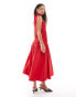 Ghospell Kali shirred dropwaist midi dress in red Красный, M - EU 38 - фото #3