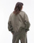 Topshop co-ord patch oversized vintage wash sweat in khaki