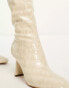 Simmi London Benedict heeled knee boots in off white snake