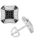ფოტო #1 პროდუქტის Men's Black and White Diamond Cluster Stud Earrings (1/4 ct. t.w.) in Sterling Silver