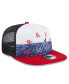 ფოტო #2 პროდუქტის Men's White/Red Atlanta Braves Team Foam Front A-Frame Trucker 9Fifty Snapback Hat