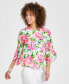 Фото #1 товара Women's Floral Print 3/4-Sleeve Top