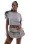 Noisy May boxy fit cropped top in acid wash grey