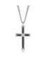 ფოტო #1 პროდუქტის Stainless Steel Polished Black Wire Cross Necklace