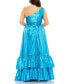 ფოტო #2 პროდუქტის Women's Plus Size One Shoulder Asymmetrical Ruffle Hem Gown