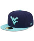 Фото #3 товара Men's Navy, Light Blue West Virginia Mountaineers 59FIFTY Fitted Hat
