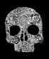 Women's Flower Skull Word Art V-Neck T-shirt