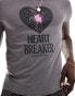 Фото #3 товара ASOS DESIGN cropped muscle t-shirt with heartbreaker print in charcoal