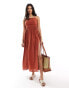 Фото #1 товара Urban Threads linen look halterneck midi dress in brown