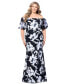 Фото #1 товара Plus Size Floral Balloon-Sleeve Off-The-Shoulder Gown